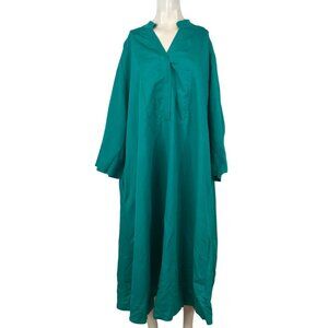 SELECTION BY ULLA POPKEN - WOMEN'S 28/30 - GREEN 3/4 SLEEVE LINEN BLEND DRESS
